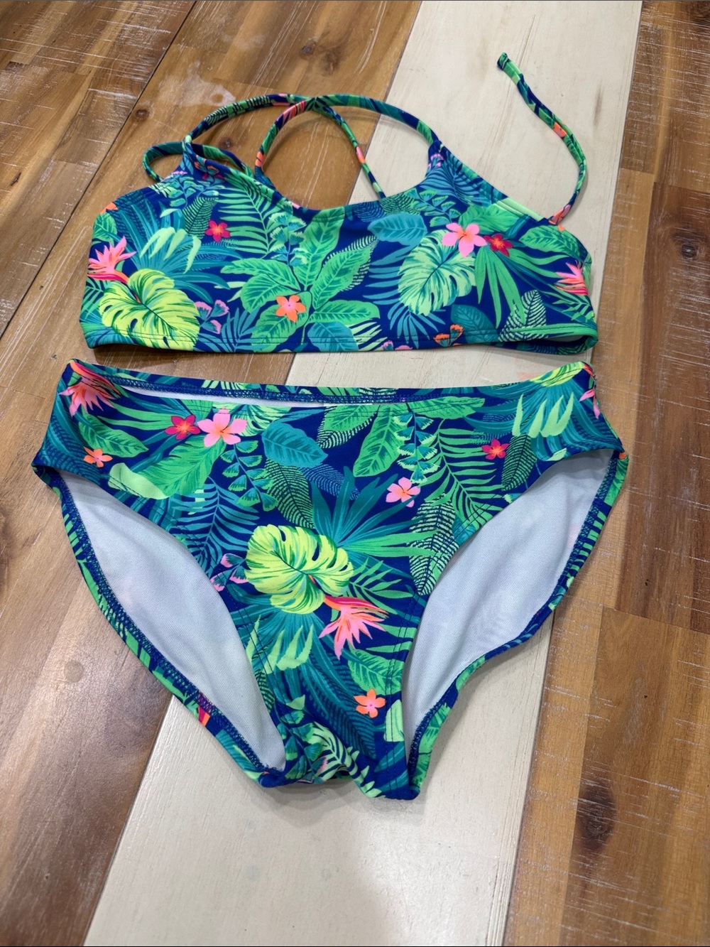 art class Tropical Leaf Two-Piece Bikini - Blue, Green, Pink